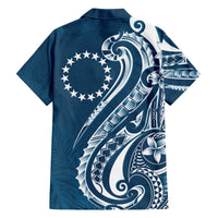 Kia Orana Cook Islands Family Matching Off The Shoulder Long Sleeve Dress and Hawaiian Shirt Auika Plumeria Tropical Waves - Polynesian Pride