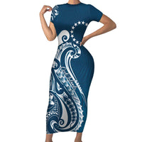 Kia Orana Cook Islands Family Matching Short Sleeve Bodycon Dress and Hawaiian Shirt Auika Plumeria Tropical Waves - Polynesian Pride