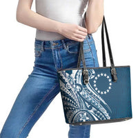 Kia Orana Cook Islands Leather Tote Bag Auika Plumeria Tropical Waves - Polynesian Pride