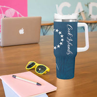 Kia Orana Cook Islands Tumbler With Handle Auika Plumeria Tropical Waves - Polynesian Pride