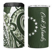 Kia Orana Cook Islands 4 in 1 Can Cooler Tumbler Matie Plumeria Tropical Waves LT7 One Size: 16 oz Sage Green - Polynesian Pride
