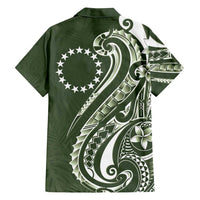 Kia Orana Cook Islands Family Matching Off Shoulder Short Dress and Hawaiian Shirt Matie Plumeria Tropical Waves - Polynesian Pride