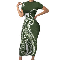 Kia Orana Cook Islands Family Matching Short Sleeve Bodycon Dress and Hawaiian Shirt Matie Plumeria Tropical Waves - Polynesian Pride
