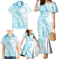 Kia Orana Cook Islands Family Matching Mermaid Dress and Hawaiian Shirt Moana Plumeria Tropical Waves - Polynesian Pride