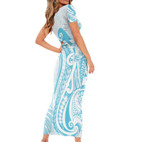 Kia Orana Cook Islands Family Matching Short Sleeve Bodycon Dress and Hawaiian Shirt Moana Plumeria Tropical Waves - Polynesian Pride