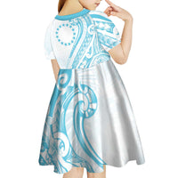 Kia Orana Cook Islands Kid Short Sleeve Dress Moana Plumeria Tropical Waves LT7 - Polynesian Pride