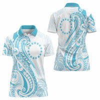 Kia Orana Cook Islands Women Polo Shirt Moana Plumeria Tropical Waves - Polynesian Pride