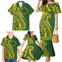 Kia Orana Cook Islands Family Matching Mermaid Dress and Hawaiian Shirt Plumeria Tropical Waves - Polynesian Pride