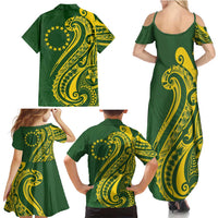 Kia Orana Cook Islands Family Matching Summer Maxi Dress and Hawaiian Shirt Plumeria Tropical Waves - Polynesian Pride