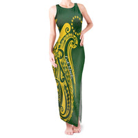 Kia Orana Cook Islands Tank Maxi Dress Plumeria Tropical Waves - Polynesian Pride