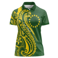 Kia Orana Cook Islands Women Polo Shirt Plumeria Tropical Waves - Polynesian Pride