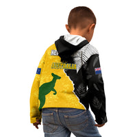 Australia Rugby Mix New Zealands Rugby Kid Hoodie Wallabies Versus Silver Fern Sporty Basic LT7 - Polynesian Pride