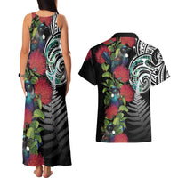 Meri Kirihimete New Zealand Couples Matching Tank Maxi Dress and Hawaiian Shirt Tui on Pohutukawa