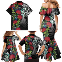 Meri Kirihimete New Zealand Family Matching Mermaid Dress and Hawaiian Shirt Tui on Pohutukawa LT7 - Polynesian Pride