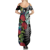 Meri Kirihimete New Zealand Family Matching Summer Maxi Dress and Hawaiian Shirt Tui on Pohutukawa LT7 - Polynesian Pride
