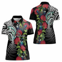 Meri Kirihimete New Zealand Women Polo Shirt Tui on Pohutukawa