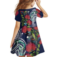 Meri Kirihimete New Zealand Family Matching Off Shoulder Maxi Dress and Hawaiian Shirt Tui on Pohutukawa - Blue Ver LT7 - Polynesian Pride