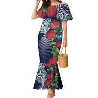 Meri Kirihimete New Zealand Mermaid Dress Tui on Pohutukawa - Blue Ver