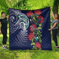 Meri Kirihimete New Zealand Quilt Tui on Pohutukawa - Blue Ver LT7 - Polynesian Pride