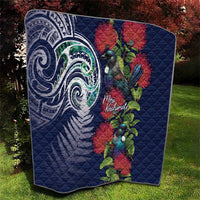 Meri Kirihimete New Zealand Quilt Tui on Pohutukawa - Blue Ver LT7 - Polynesian Pride