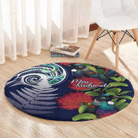 Meri Kirihimete New Zealand Round Carpet Tui on Pohutukawa - Blue Ver