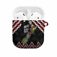 New Zealand Christmas Taniko Poutama AirPods Case Flora Map with Birds - Polynesian Pride
