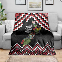 New Zealand Christmas Taniko Poutama Blanket Flora Map with Birds - Polynesian Pride