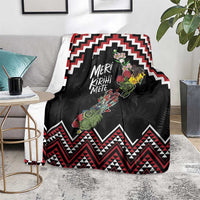 New Zealand Christmas Taniko Poutama Blanket Flora Map with Birds - Polynesian Pride