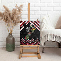 New Zealand Christmas Taniko Poutama Canvas Wall Art Flora Map with Birds - Polynesian Pride