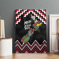 New Zealand Christmas Taniko Poutama Canvas Wall Art Flora Map with Birds - Polynesian Pride