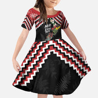 New Zealand Christmas Taniko Poutama Family Matching Off Shoulder Maxi Dress and Hawaiian Shirt Flora Map with Birds - Polynesian Pride