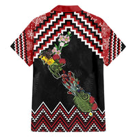 New Zealand Christmas Taniko Poutama Family Matching Off Shoulder Short Dress and Hawaiian Shirt Flora Map with Birds - Polynesian Pride