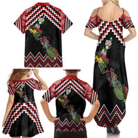 New Zealand Christmas Taniko Poutama Family Matching Summer Maxi Dress and Hawaiian Shirt Flora Map with Birds - Polynesian Pride