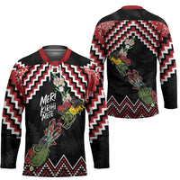 New Zealand Christmas Taniko Poutama Hockey Jersey Flora Map with Birds LT7 - Polynesian Pride