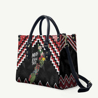 New Zealand Christmas Taniko Poutama Leather Bag Flora Map with Birds - Polynesian Pride