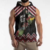 New Zealand Christmas Taniko Poutama Sleeveless Zip Hoodie Flora Map with Birds LT7 - Polynesian Pride