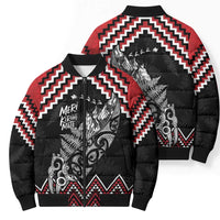 New Zealand Christmas Taniko Poutama Bomber Puffer Jacket Mountainscape Maori Fern LT7 - Polynesian Pride