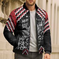 New Zealand Christmas Taniko Poutama Bomber Puffer Jacket Mountainscape Maori Fern LT7 - Polynesian Pride