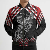 New Zealand Christmas Taniko Poutama Bomber Puffer Jacket Mountainscape Maori Fern LT7 - Polynesian Pride