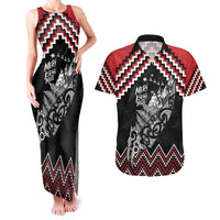 New Zealand Christmas Taniko Poutama Couples Matching Tank Maxi Dress and Hawaiian Shirt Mountainscape Maori Fern - Polynesian Pride