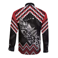 New Zealand Christmas Taniko Poutama Long Sleeve Button Shirt Mountainscape Maori Fern LT7 - Polynesian Pride