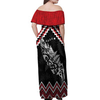 New Zealand Christmas Taniko Poutama Off Shoulder Maxi Dress Mountainscape Maori Fern LT7 - Polynesian Pride
