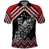 New Zealand Christmas Taniko Poutama Polo Shirt Mountainscape Maori Fern - Polynesian Pride