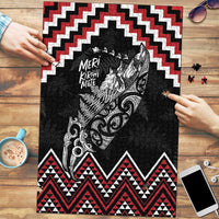 New Zealand Christmas Taniko Poutama Puzzle Mountainscape Maori Fern LT7 Black - Polynesian Pride
