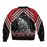 New Zealand Christmas Taniko Poutama Sleeve Zip Bomber Jacket Mountainscape Maori Fern - Polynesian Pride
