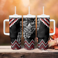 New Zealand Christmas Taniko Poutama Tumbler With Handle Mountainscape Maori Fern - Polynesian Pride