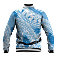 Bula Fiji Classic Masi Tapa Baseball Jacket Turquoise - Polynesian Pride