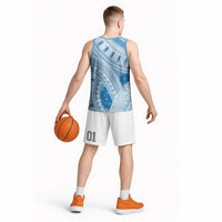 Bula Fiji Classic Masi Tapa Basketball Jersey Turquoise - Polynesian Pride