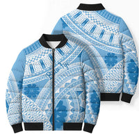 Bula Fiji Classic Masi Tapa Bomber Puffer Jacket Turquoise - Polynesian Pride