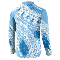 Bula Fiji Classic Masi Tapa Button Sweatshirt Turquoise - Polynesian Pride